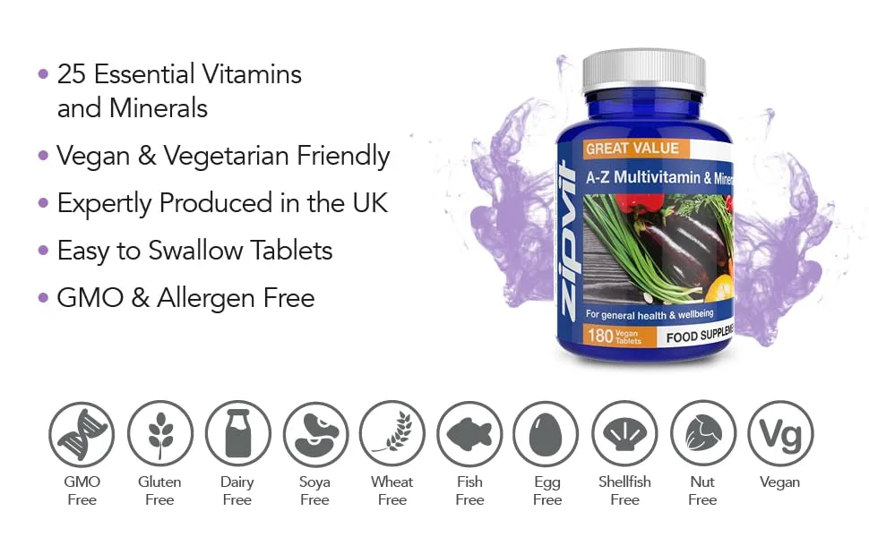 Multivitamin Tablets - Vegan Multivitamin for Women & Men - 90 Tablets - 6 Months Supply - with 25 Essential Active Vitamins & Minerals Jar of 90 Tablets - multi-vitamin