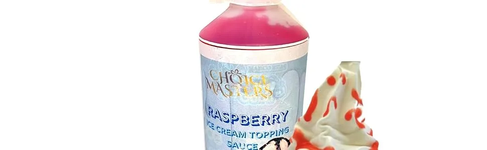 Raspberry Topping Flavouring Sauce Squeezy Bottle for Pancake ICE Cream and Waffles - 625ML 100 Servings Suitable for Vegetarians - by Choice Masters - raspberry bbq Bake cake topping popcorn yogourt summer party bbq