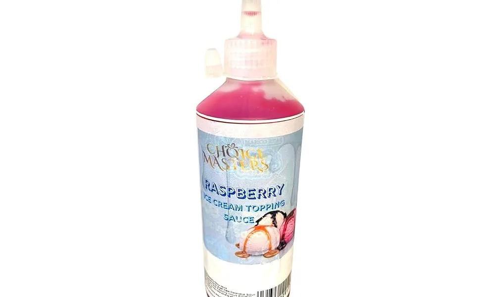 Raspberry Topping Flavouring Sauce Squeezy Bottle for Pancake ICE Cream and Waffles - 625ML 100 Servings Suitable for Vegetarians - by Choice Masters - Raspberry Ice Cream Popcorn And Dessert Topping Syrup