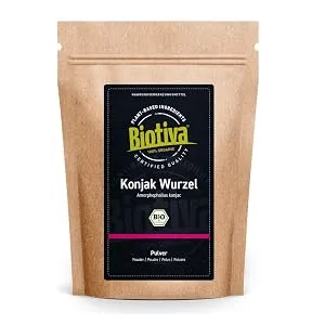 Biotiva Konjac Powder Organic 250g - Konjac-Root - Glucomannan - Devils Tounge - Amorphophallus konjac - Without additives - 100% Vegan - Konjak Pulver