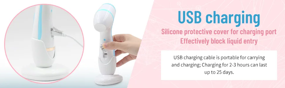 Facial Cleansing Brush Electric USB Charging Multi-Function Face Washing Instrument Silicone Face Brush Cleansing Sonic Cleansing Brush - charging