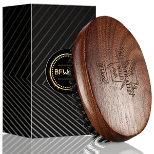 BFWood Boar Bristle Beard Brush - Black Wood Walnut Military Style - product information 2