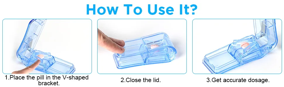 Pill Cutter Pill Splitter with Blade and Storage Compartment for Small or Large Pills Cut in Half Quarter for Pills Tablets - (Blue) - Pill Cutter
