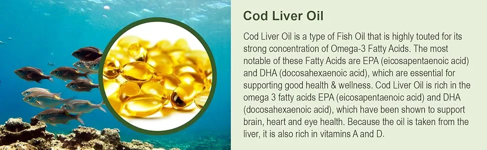 High Strength Cod Liver Oil Vitamin A & D EPA DHA Softgels 550mg (60 Capsules) 60 Count (Pack of 1) - small cod-2.jpg