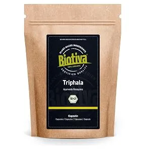 Biotiva Triphala Bio 500 Capsules - 500mg per Capsule - 250 Days dose - high dose Organic Triphala - Bottled and Controlled in Germany (DE- KO-005) - Vegan - Triphala Kapseln