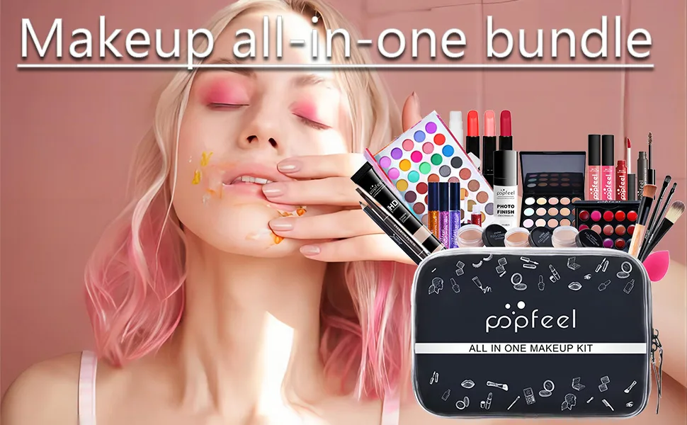 All-In-One Makeup Kit 30 Pcs Complete Makeup Gift Set Full Kit Combination with Eyeshadow Blush Lipstick Concealer etc Essential Starter Bundle for Women Pro Multi-purpose Beauty Cosmetic Set#5 KIT005 - MKNZOME multi-purpose makeup set