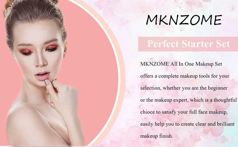 All-In-One Makeup Kit 30 Pcs Complete Makeup Gift Set Full Kit Combination with Eyeshadow Blush Lipstick Concealer etc Essential Starter Bundle for Women Pro Multi-purpose Beauty Cosmetic Set#5 KIT005 - MKNZOME perfect Makeup Starter Set