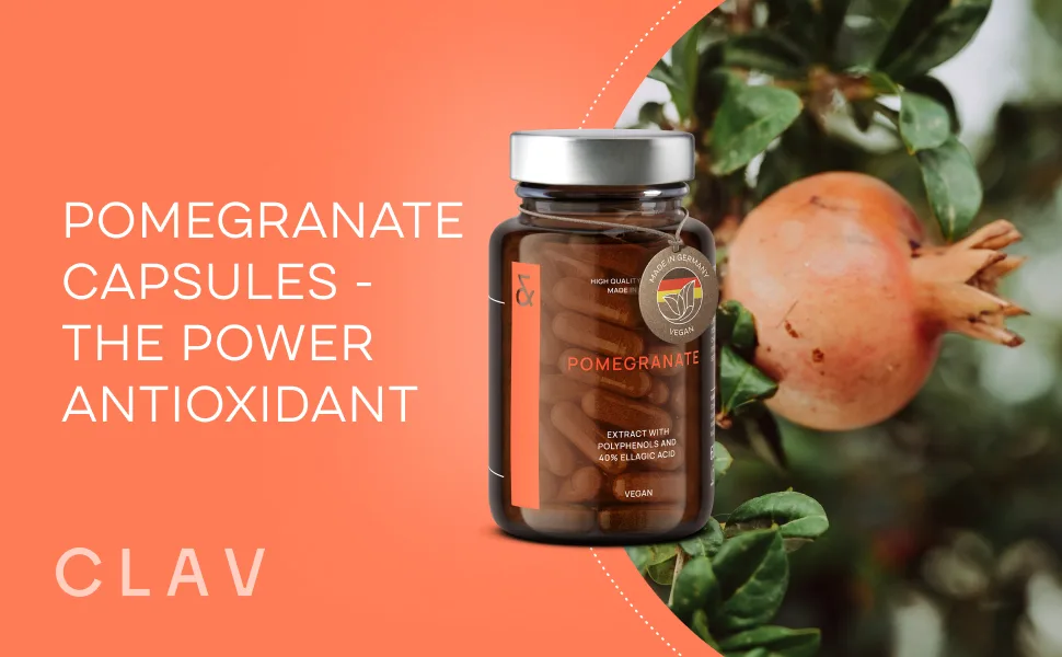 1000mg Pomegranate Extract per Daily Dose | Rich in Polyphenols & 40% Ellagic Acid | 60 Capsules Vegan | Made in Germany - pomegranate capsules ellagic acid