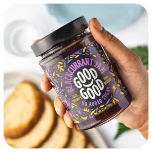 GOOD GOOD Sweet Blackcurrant Jam - Keto Friendly - Low Carb & Calorie Without Added Sugars - Vegan - Gluten Free - Preserves - Blackcurrant