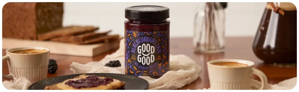 GOOD GOOD Sweet Blackcurrant Jam - Keto Friendly - Low Carb & Calorie Without Added Sugars - Vegan - Gluten Free - Preserves - product information 5