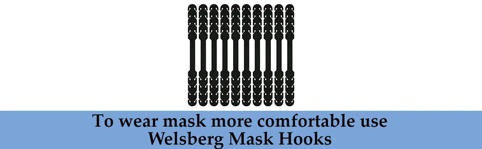 Welsberg 10x Mask Hooks Black Ear Strap Silicone Extension Adjustable Strap for Mouth Cover Mask Extension - mask hooks