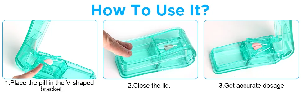 Pill Cutter Pill Splitter with Blade and Storage Compartment for Small or Large Pills Cut in Half Quarter for Pills Tablets (Green) - Pill Cutter