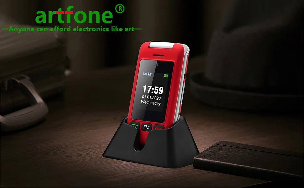 artfone GSM Big Button Mobile Phone for Elderly Sim Free Unlocked Dual Screen Flip Phone Easy to Use Basic Mobile Phone With 2.4" LCD Display SOS Button Talking Numbers Torch Loud Speaker(Red) - product information 1