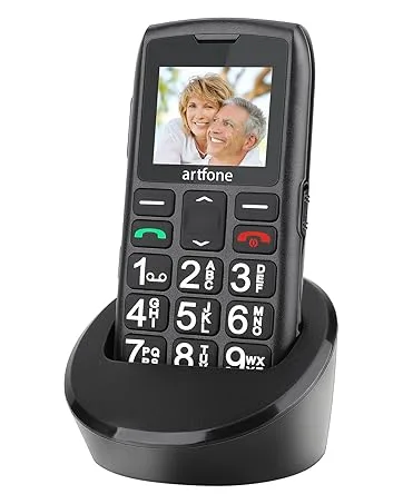 artfone GSM Big Button Mobile Phone for Elderly Sim Free Unlocked Dual Screen Flip Phone Easy to Use Basic Mobile Phone With 2.4" LCD Display SOS Button Talking Numbers Torch Loud Speaker(Red) - Senior Mobile Phones
