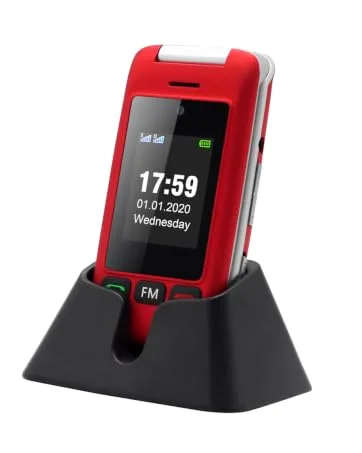 artfone GSM Big Button Mobile Phone for Elderly Sim Free Unlocked Dual Screen Flip Phone Easy to Use Basic Mobile Phone With 2.4" LCD Display SOS Button Talking Numbers Torch Loud Speaker(Red) - Senior Mobile Phones