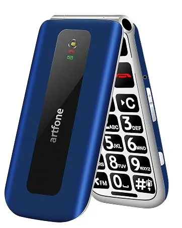artfone GSM Big Button Mobile Phone for Elderly Sim Free Unlocked Dual Screen Flip Phone Easy to Use Basic Mobile Phone With 2.4" LCD Display SOS Button Talking Numbers Torch Loud Speaker(Red) - Senior Mobile Phones