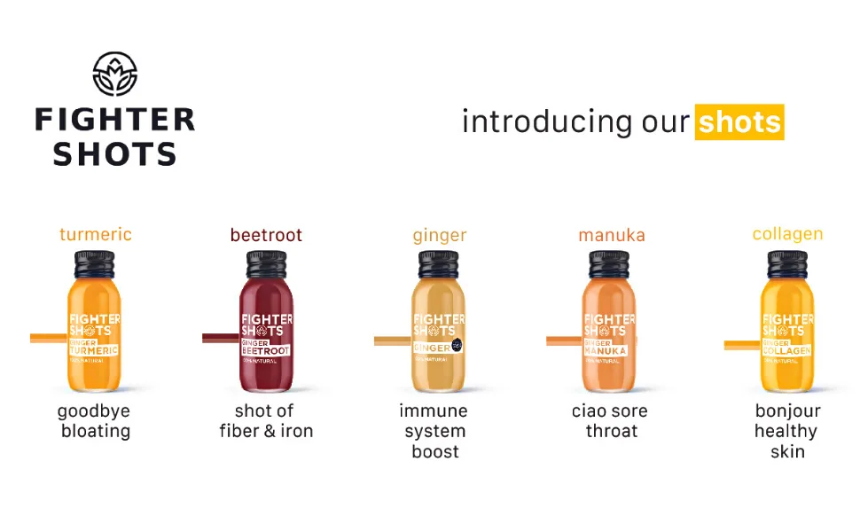 Fighter Shots Ginger + Beetroot (12x60ml) | 100% Natural | Perfect Morning/Post Workout Pick Me Up | No Preservatives | Fresh & Fiery Beetroot and Ginger Shots Ginger Beetroot - Shots 1st