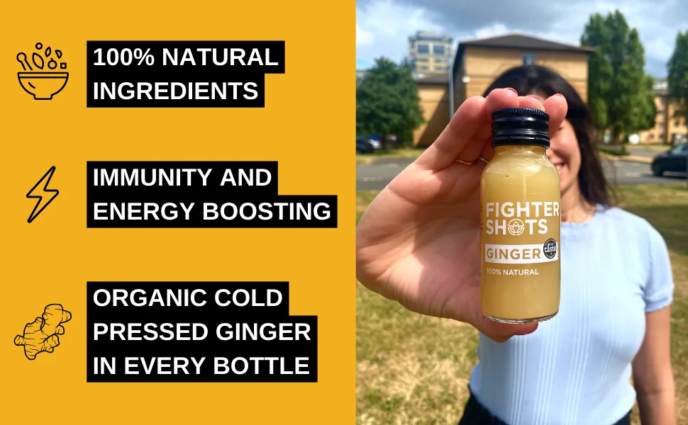 Fighter Shots Ginger + Beetroot (12x60ml) | 100% Natural | Perfect Morning/Post Workout Pick Me Up | No Preservatives | Fresh & Fiery Beetroot and Ginger Shots Ginger Beetroot - Shots 4th