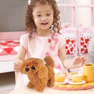 WorWoder Plush Teddy Toy Puppy Electronic Interactive Pet Dog - Walking Barking Tail Wagging Stretching Companion Animal for Kids Children (Teddy Dog) - Child