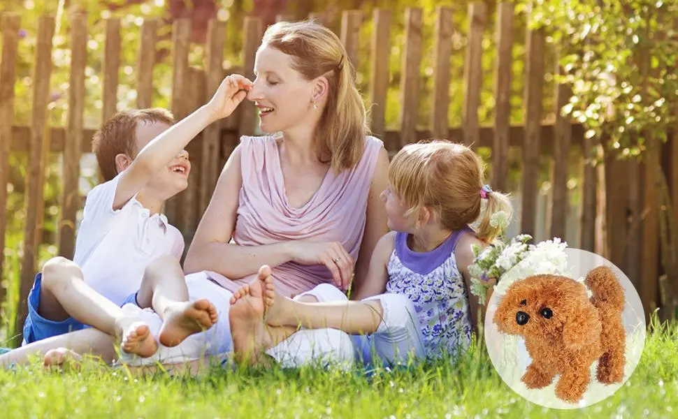 WorWoder Plush Teddy Toy Puppy Electronic Interactive Pet Dog - Walking Barking Tail Wagging Stretching Companion Animal for Kids Children (Teddy Dog) - Parent-child Time