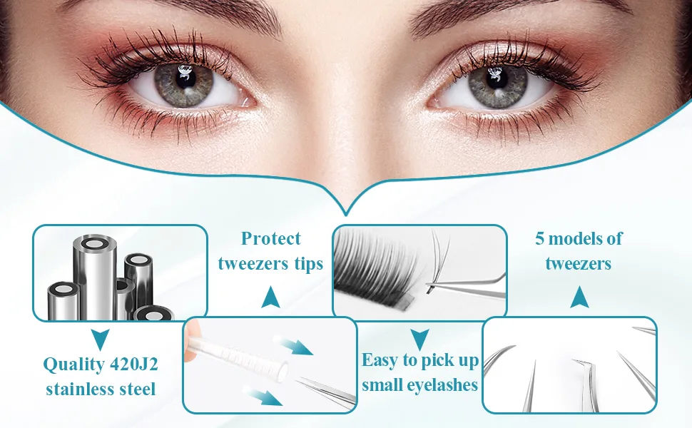 Lash Eyelash Extension Tweezers Set Eyelash Applicator Tool Curved and Straight Pointed Tweezers for Eyelash Extensions - product information 4