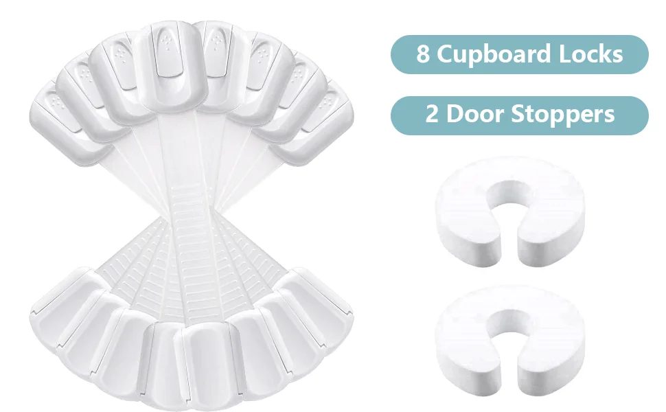 Hion Child Safety Cupboard Locks 10 Piece Set - package including
