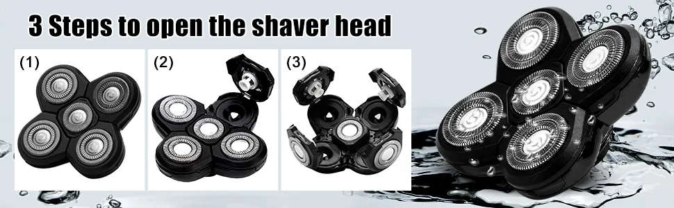 Shaver Blade Heads 5 Heads Beard Cutter Replacement Blade Easy Install Electric Razor Shaver Head for Head and Face gold - Head Shaver