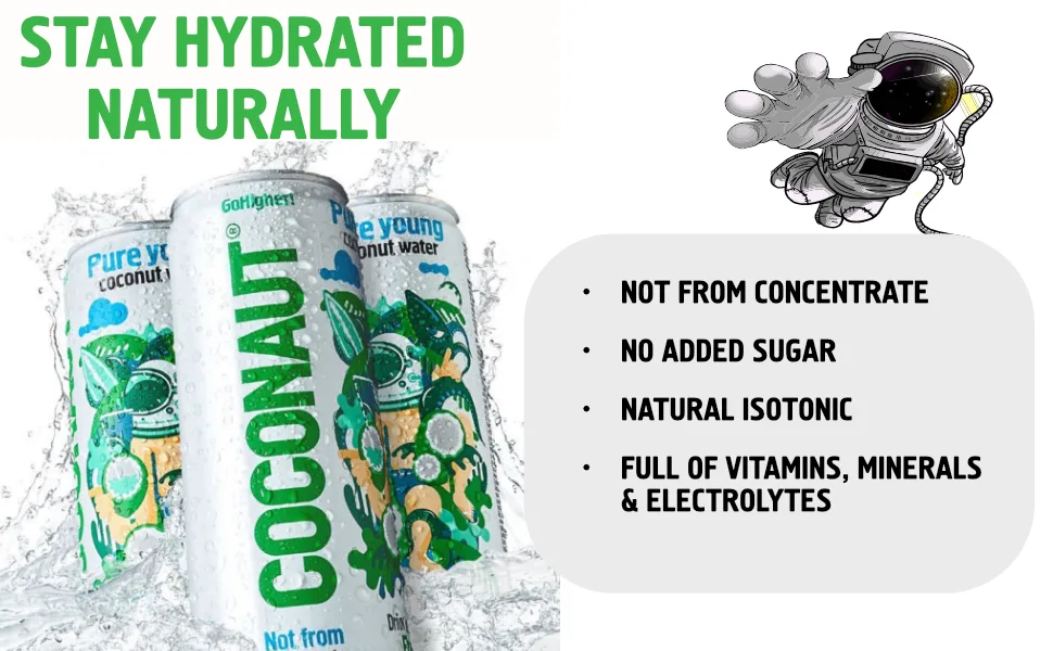 COCONAUT Coconut Water - Coconut Water from 100% Young Coconuts - Refreshing Low Calorie Vegan Healthy and Isotonic in Various Varieties (12 x 320 ml can) - Stay hydrated naturally