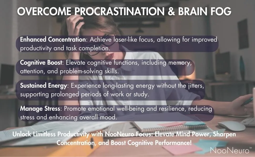 NooNeuro Focus Alpha Brain Cognitive Performance Supplement Enhance Brain and Memory Function Focus Energy and Mental Agility. Includes Ginkgo Biloba Guarana L-Theanine Choline Black Pepper 60 - focus limitless alpha brain memory supplement mental cognitive nootropic tablet vitamins