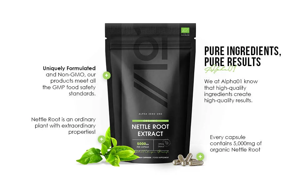 Organic Nettle Root Extract 5000mg - Potent Urtica Dioica Extract Formula - No Additives - Non-GMO Halal 120 Vegan Caps - B096BHCFG4 - Organic Nettle Extract