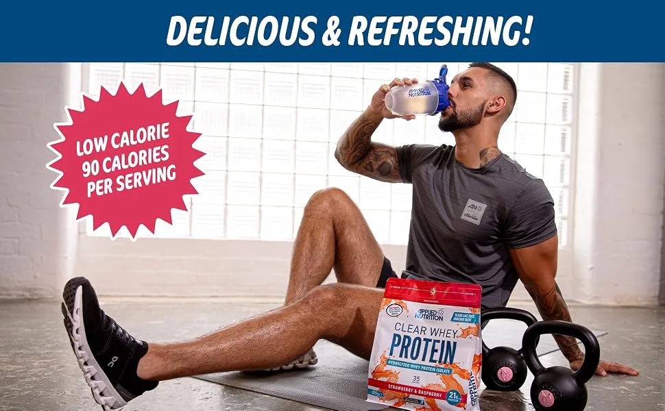 Applied Nutrition Clear Whey Isolate - Whey Protein Isolate Refreshing High Protein Powder Fruit Juice Style Flavours (Strawberry & Lime) (875g - 35 Servings) Strawberry & Lime 35 Servings (Pack of 1) - Clear Whey A+3
