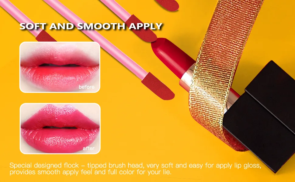 Disposable Lip Brushes Lip Gloss Applicators Make Up Brush Lipstick Lip Gloss Wands Makeup Tools Makeup Beauty Kits Disposable Lip Brushes Kits 200PCS (PINK) - UVM DIsposable Lip Brush