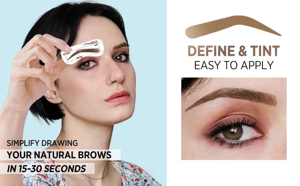 Cilrofelr Eyebrow Stamp and Stencil Kit One Step Eyebrow Stamp and Shaping Kit with 10 eyebrow stencils Brow Stamp Kit Light Brown/Soft brown Long Lasting Waterproof and Smudge-proof - eyebrow stamp stencil kit light brown