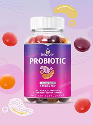 Probiotic Sugar Free Gummies - 5 Billion CFUs (Highest Strength Probiotics Gummy) Gut Digestive Support Immune System Chewable Supplement for Kids Men & Women - Mix Berries (5 Bottles) - product information 5