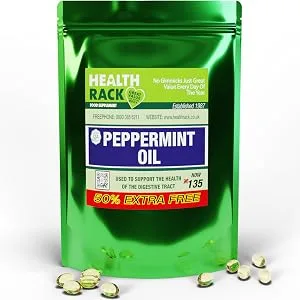 Peppermint Oil 50mg 270 Capsules - Digestion Support - GMO Free - Made in The UK 270 Count (Pack of 1) - Peppermint Oil Capsules