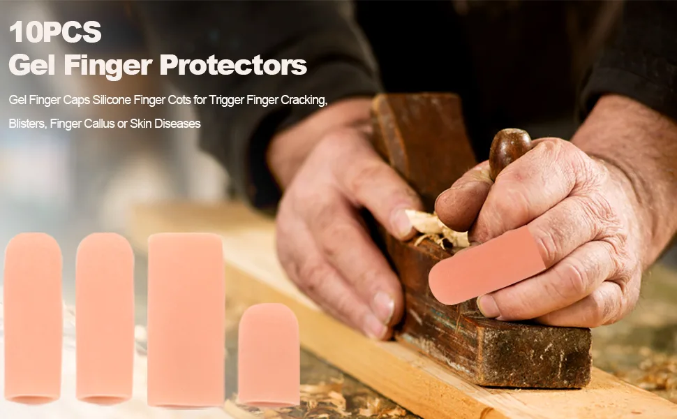 Medo 10 PCS Gel Finger Protectors Silicone Finger Cots Finger Protector Support Sleeves for Trigger Finger Cracking Finger Arthritis Finger Callus Hand Eczema or Finger Blister Protection - product information 1