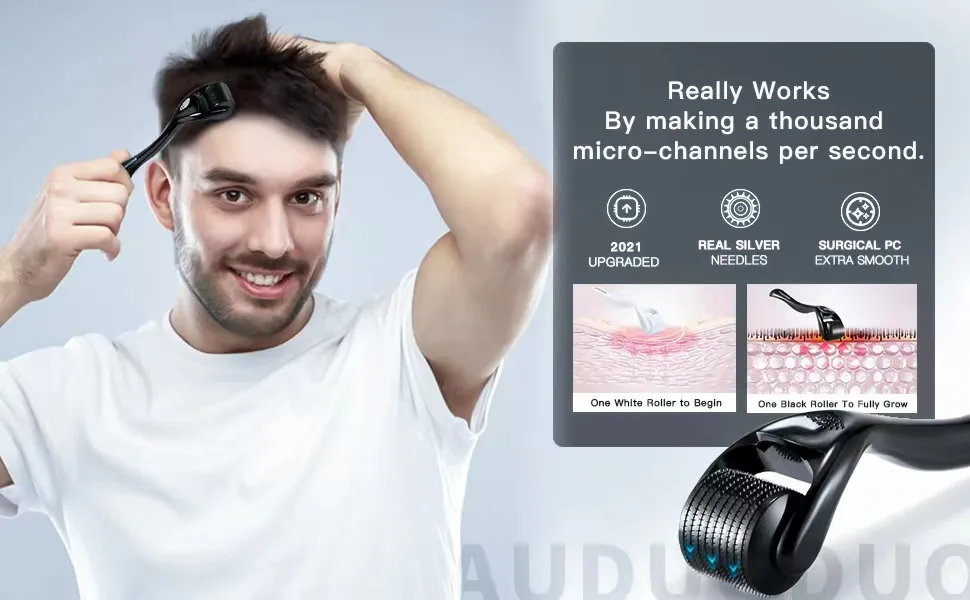 Derma Roller 1.0 With 5REAL SILVER Needle for Skin Care Beard &Hair Growth ONLY for Professional Users 1.0 mm - Derma roller really works by making a thousand micro-channels per second