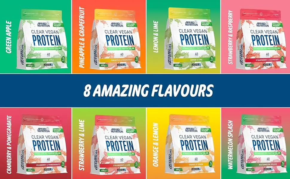 Applied Nutrition Clear Vegan Protein - Hydrolysed Pea Protein Isolate Vegan Protein Powder (Watermelon) (600g - 40 Servings) - Vegan A+4
