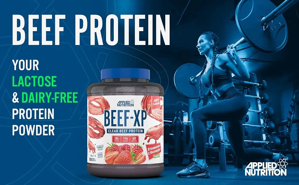 Applied Nutrition Beef XP - Clear Hydrolysed Beef Protein Isolate Fruit Juice Style Dairy Free Beef Protein Powder Lactose Free Zero Sugar Low Fat 1.8kg - 60 Servings (Orange & Mango) - Beef A+1a