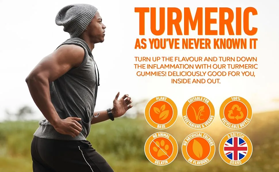 Turmeric Ginger & Black Pepper Complex Gummy | 60 Vegan Gummies | Light Spiced Fruit Flavour | Joint Support Digestive Health & Anti-Inflammation by NUTRIGUMS  - nutrigums, turmeric gummy, turmeric gummies, turmeric and ginger