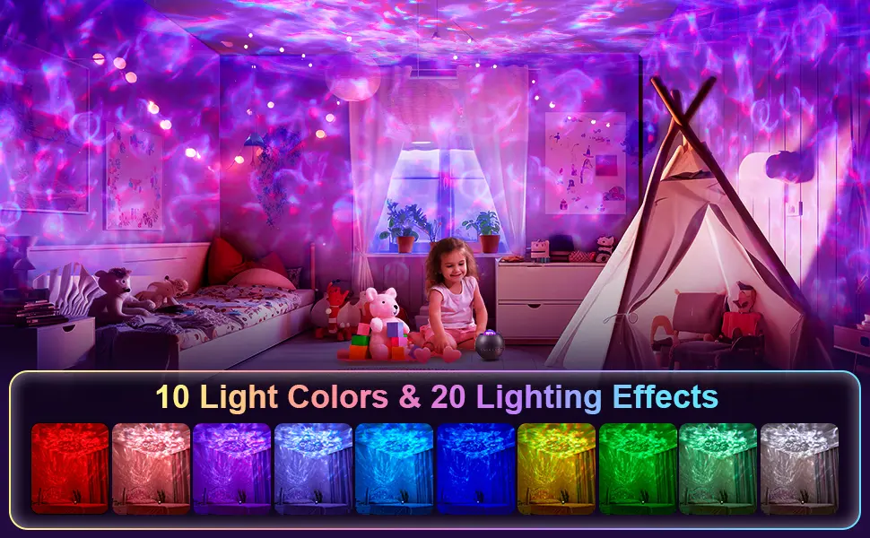 Galaxy Projector 20 Lighting Modes Star Projector HiFi Bluetooth Speaker Galaxy Projector Light 15 White Noise Sensory Lights Remote & Timer Galaxy Light Projector for Bedroom Gifts for Room Decor Black - galaxy projector light for bedroom led projector light galaxy light projector ceiling projector
