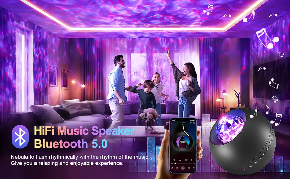 Galaxy Projector 20 Lighting Modes Star Projector HiFi Bluetooth Speaker Galaxy Projector Light 15 White Noise Sensory Lights Remote & Timer Galaxy Light Projector for Bedroom Gifts for Room Decor Black - galaxy projector light for bedroom led projector light galaxy light projector ceiling projector