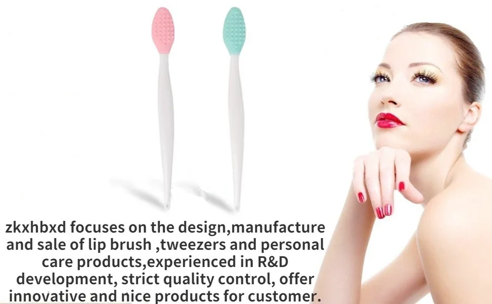 Lip Brushes Double-Sided Soft Silicone Exfoliating Lip Brush (Green Pink 2 Pcs) - lip brush