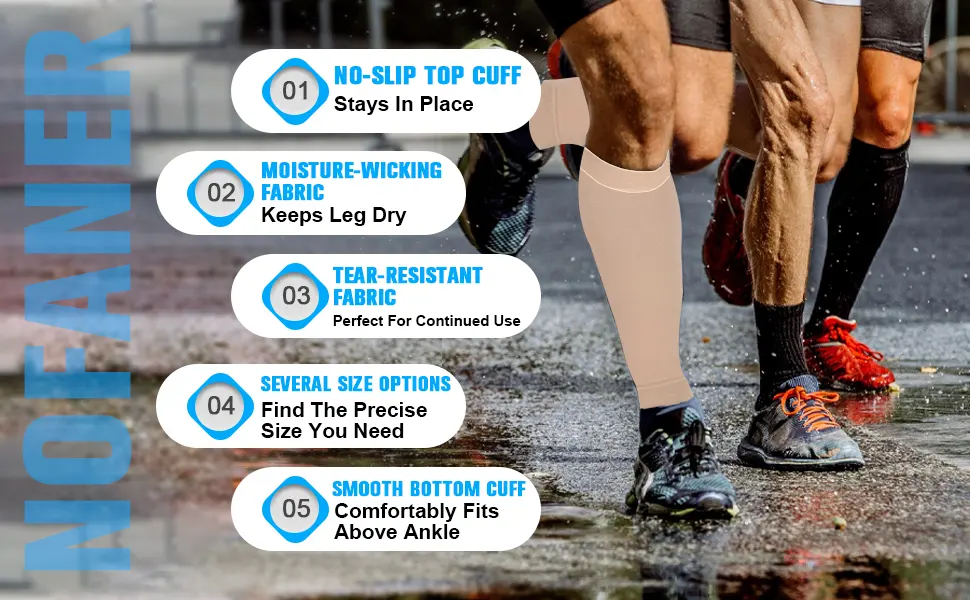 Nofaner Calf Compression Sleeves Compressed Socks with Two stage Elastic Socks in Varicose Vein Calf Sheath Flesh-colored M - calf sleeves