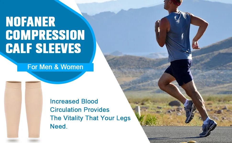 Nofaner Calf Compression Sleeves Compressed Socks with Two stage Elastic Socks in Varicose Vein Calf Sheath Flesh-colored M - compression calf sleeves