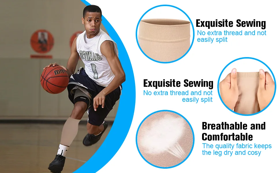 Nofaner Calf Compression Sleeves Compressed Socks with Two stage Elastic Socks in Varicose Vein Calf Sheath Flesh-colored M - product information 3