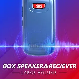 CHAKEYAKE 2G Flip Phones Unlocked Sim Free Mobile Phone for Elderly Easy-to-Use Senior phone with Large Button SOS Button and Charging Cradle (Blue) - basic mobile phone for elderly