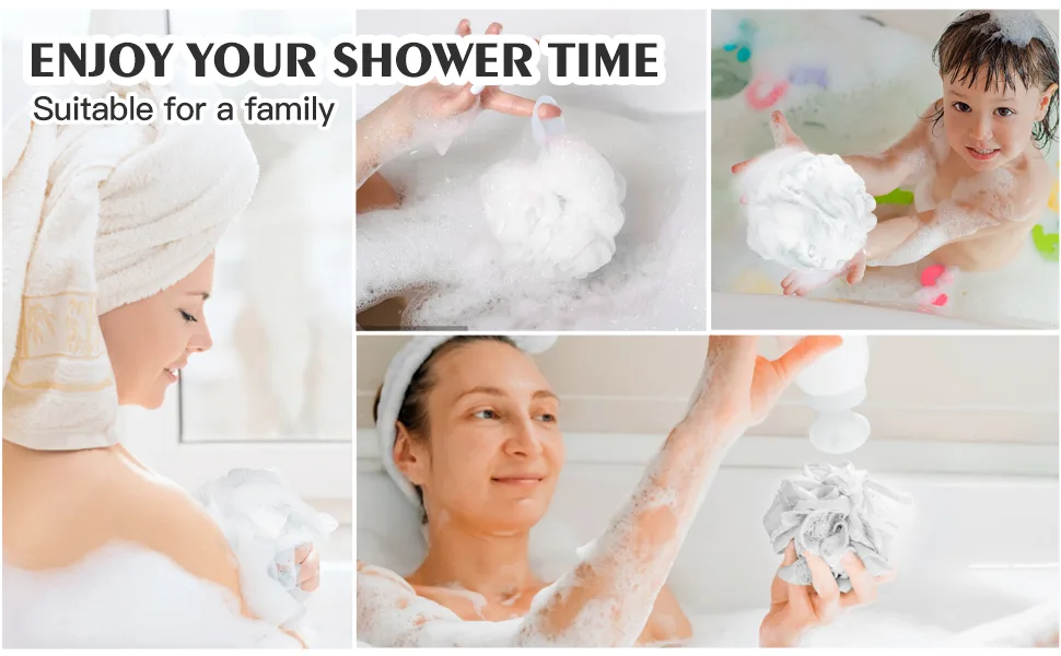 Shower Puff Loofah 4 Pcs Extra Large Bath Sponge with Mesh Build - Body Scrubber for Exfoliate and Cleaning 60g/PCS 4 Color - product information 3