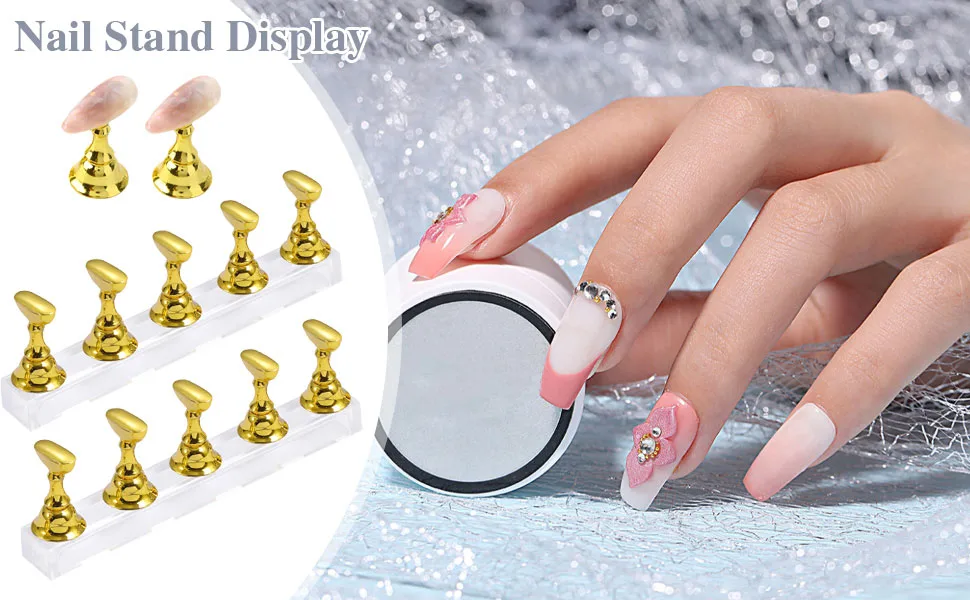 2 Sets Nail Stand Display Magnetic Nail Practice Holder Acrylic Nail Tip Display Stand DIY Nail Art Accessories for Painting Nails False Nail Tip Manicure Tool - product information 1