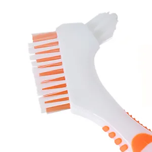 3 Pieces Hard Denture Brush Double Bristle Head Denture Cleaning Brush Set for False Teeth Cleaning (Mixed Colours) - Hard Denture Brush